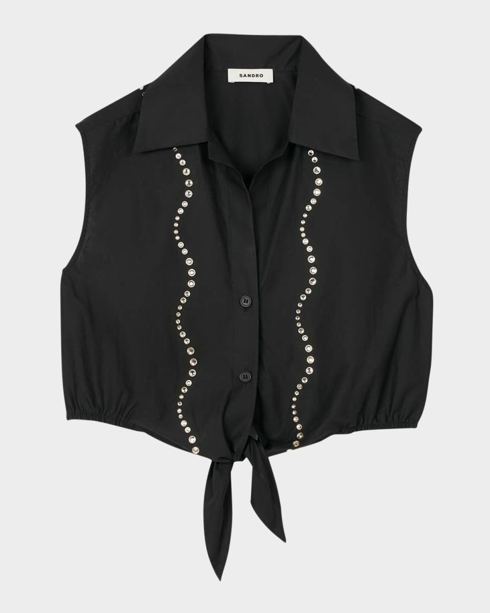 Tel Embellished Cropped Shirt